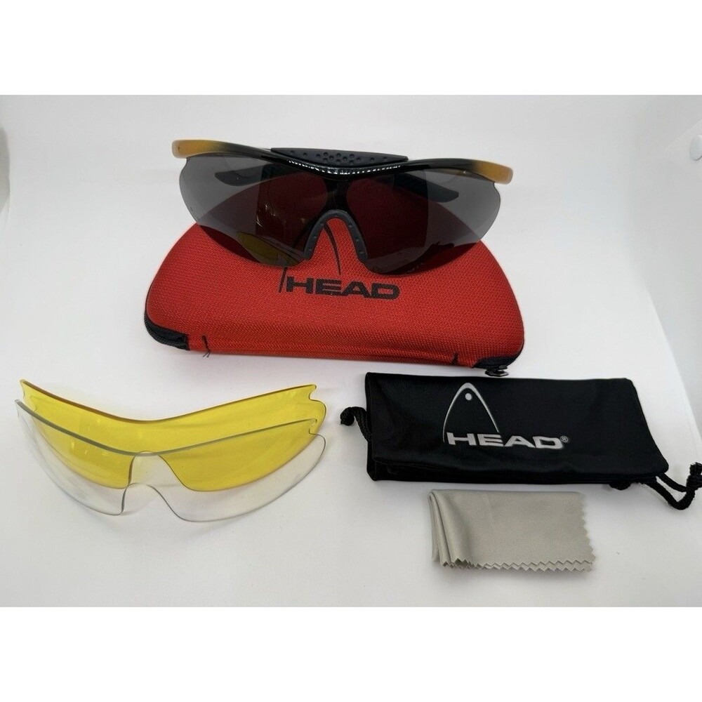 HEAD Wrap Around Sports Men's Sunglasses Semi-rimless Z-87 W/Case, Xtra Lenses